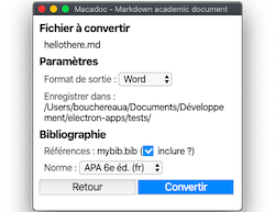 Macadoc - Convertir simplement des fichiers markdown en word ou latex